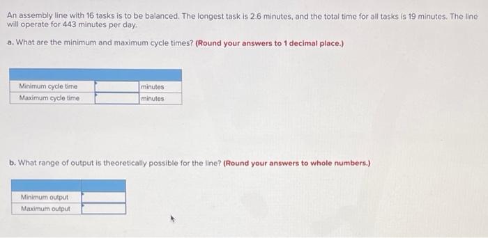 An assembly line with 16 tasks is to be balanced.