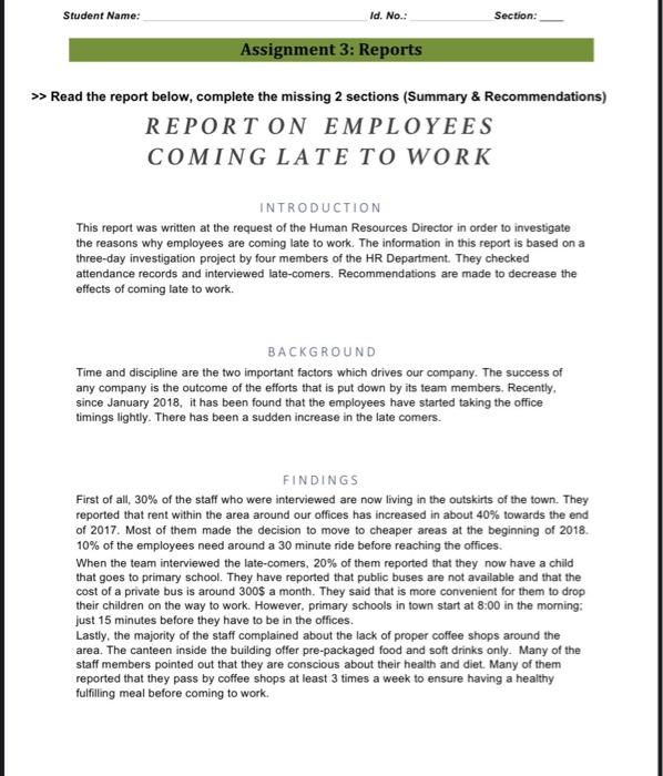 write a short summary and recommendations by