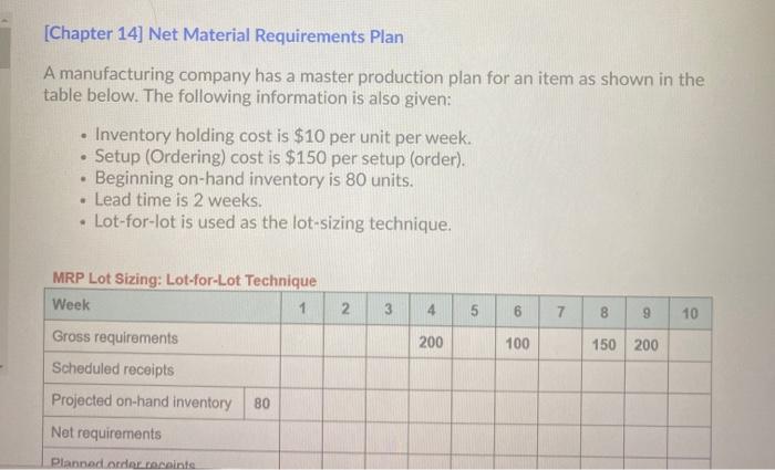 PLEASE HELP, THANK YOU [Chapter 14] Net Material