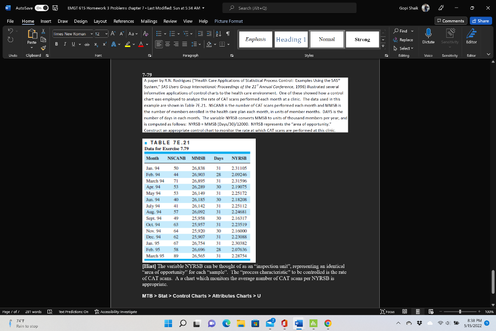 w AutoSeve On C EMGT 615 Homework 3 Problems