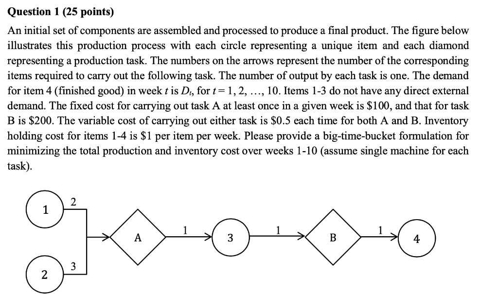 Question 1 (25 points) An initial set of