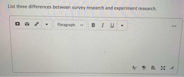 List three differences between survey research