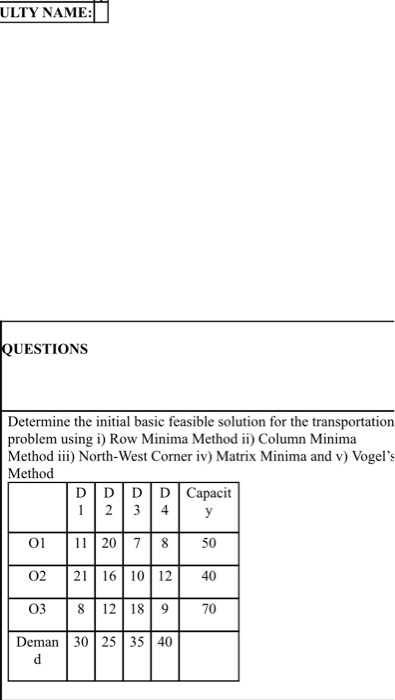 ULTY NAME: 1 QUESTIONS Determine the initial