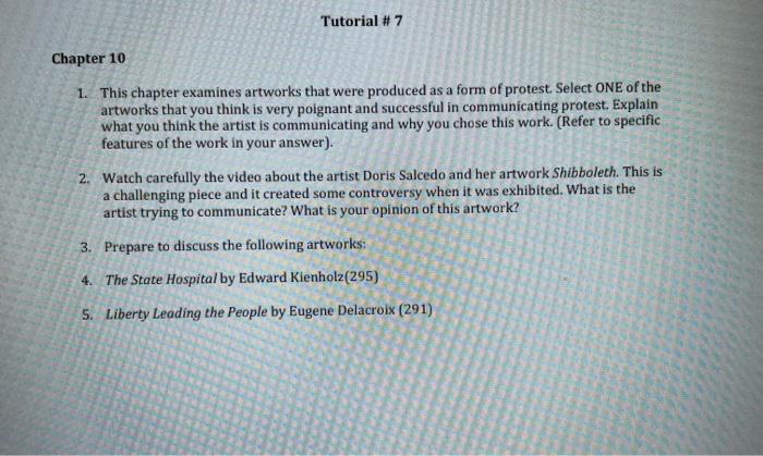 Tutorial #7 Chapter 10 1. This chapter examines