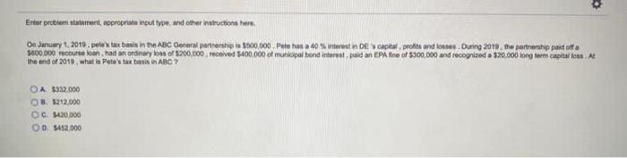Enter problem statement appropriate input type