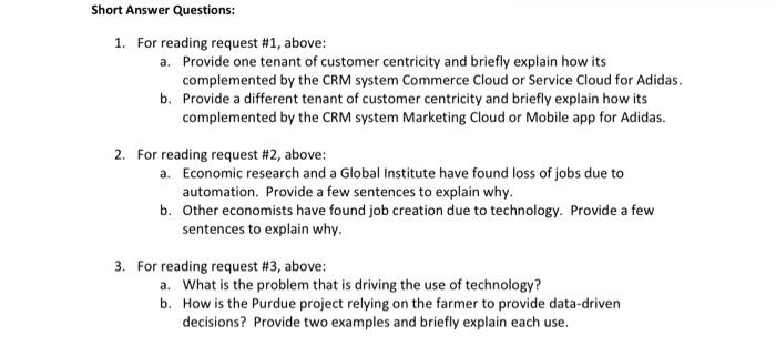 1. For reading request #1, above: a. Provide one