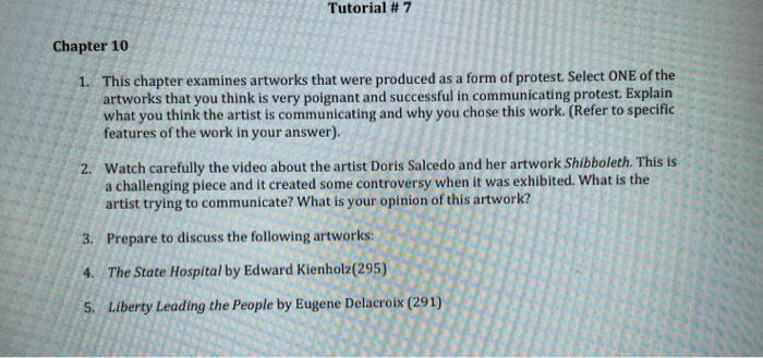 Tutorial #7 Chapter 10 1. This chapter examines