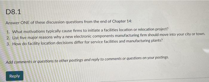 D8.1 Answer ONE of these discussion questions