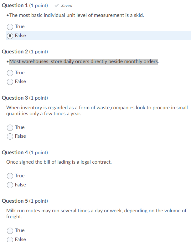 Question 1 (1 point) Saved The most basic