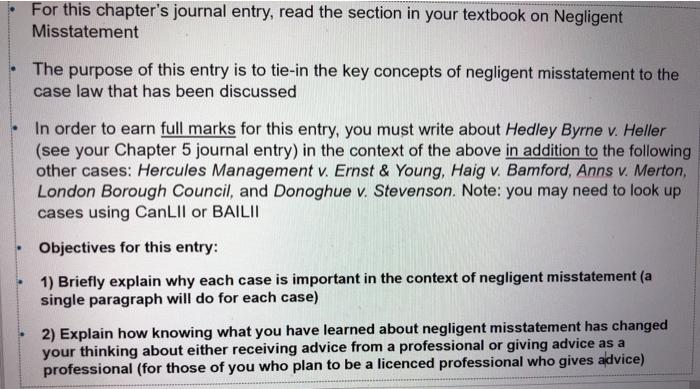 For this chapter's journal entry, read the