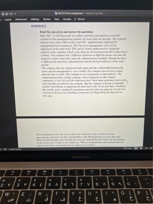 Layout References MGT211 First Assignment - Saved