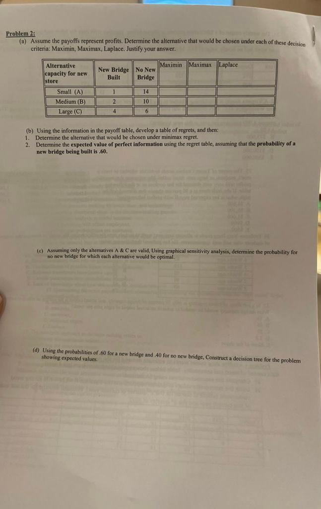 Problem 2: (a) Assume the payoffs represent