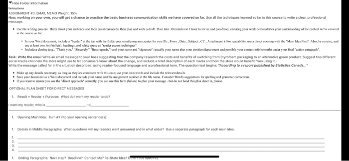 Hide Folder Information ASSIGNMENT #3: EMAIL MEMO