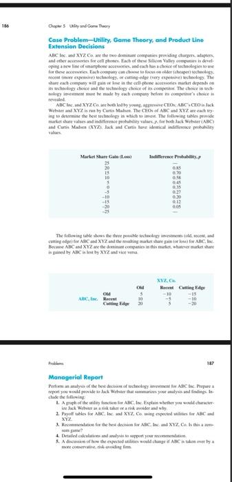 186 Chapter 5 Chilly and Come Theory Case
