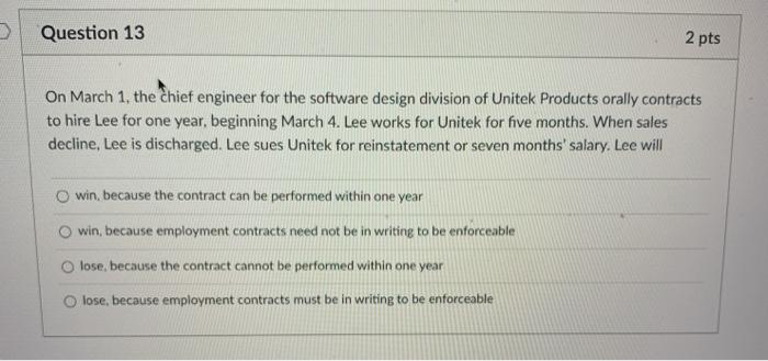 Question 13 2 pts On March 1, the chief engineer