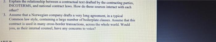 2. Explain the relationship between a contractual