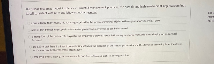 The human resources model, involvement-oriented