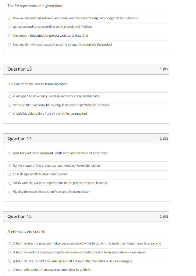 The EV represents, at a given time: how much work