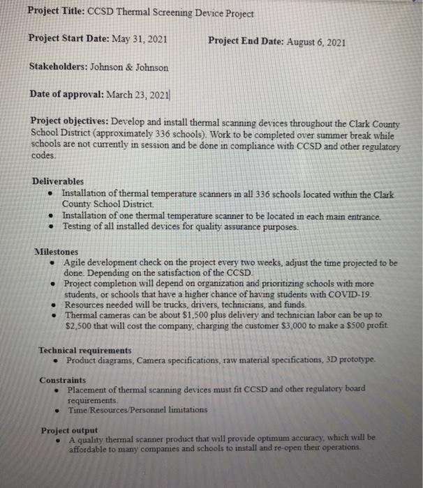 for this project I need to find out what will be