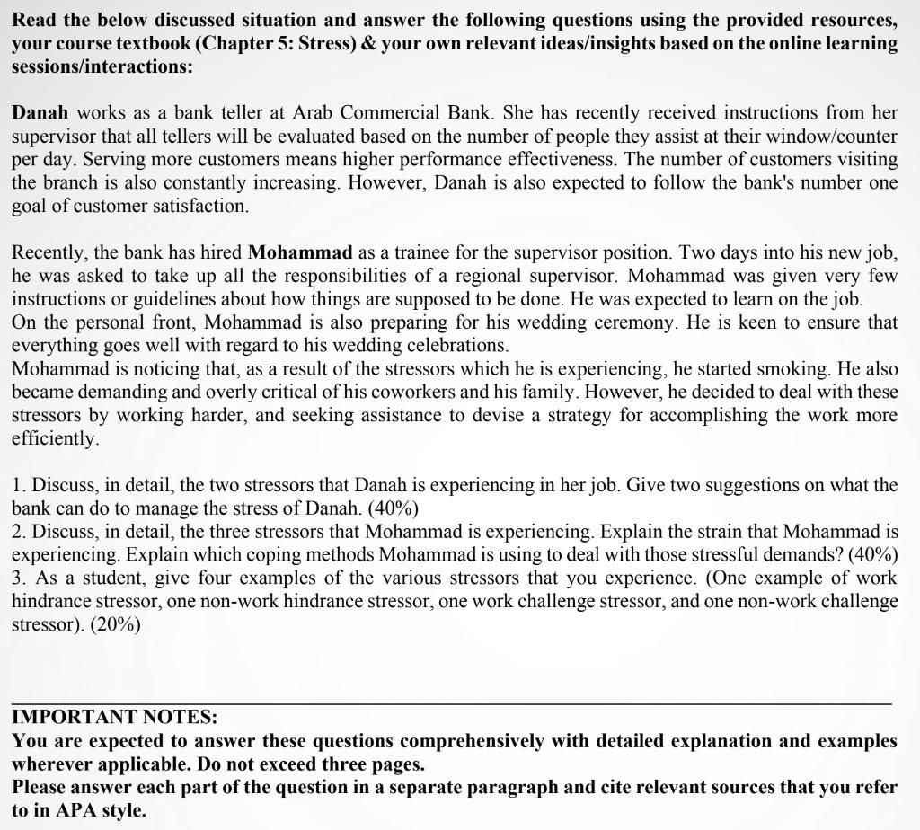 Read the below discussed situation and answer the