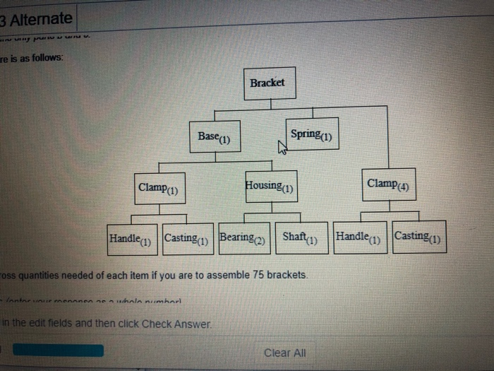 please help 3 Alternate re is as follows: Bracket
