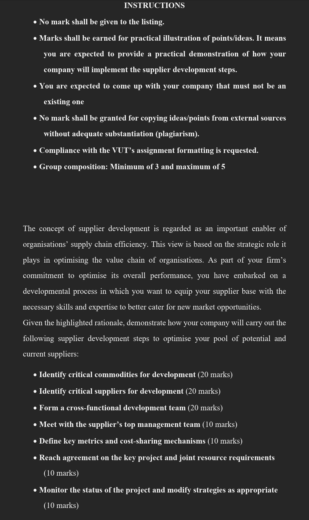 INSTRUCTIONS - No mark shall be given to the