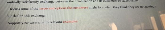 mutually satisfactory exchange between the