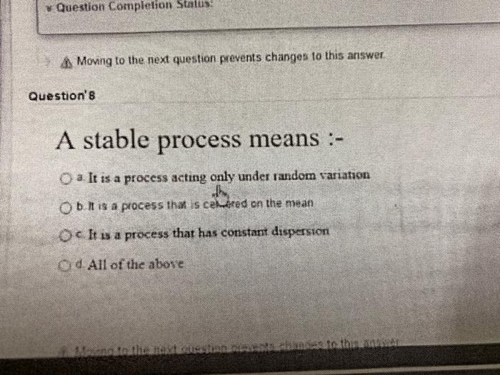 Question Completion Status Moving to the next