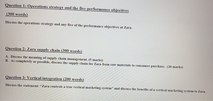 Question 1: Operations strategy and the five