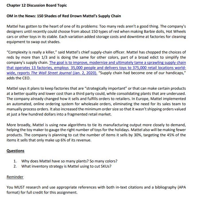 This is an Inventory Management Question Chapter