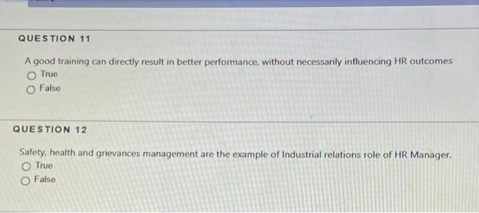 QUESTION 11 A good training can directly result