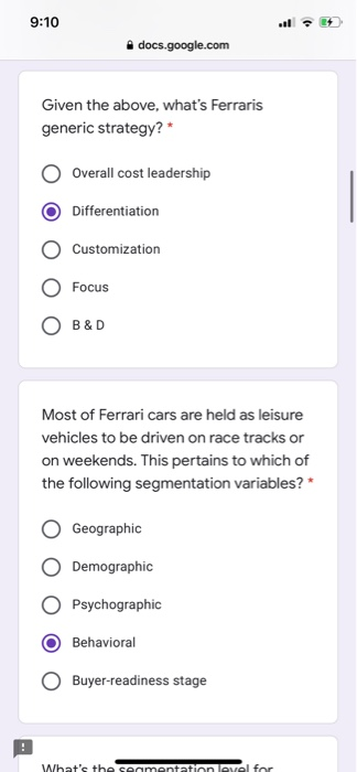 9:09 docs.google.com Ferrari the Italian Sports