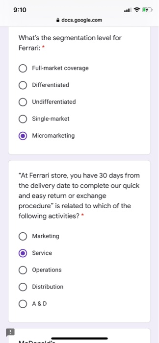 9:09 docs.google.com Ferrari the Italian Sports