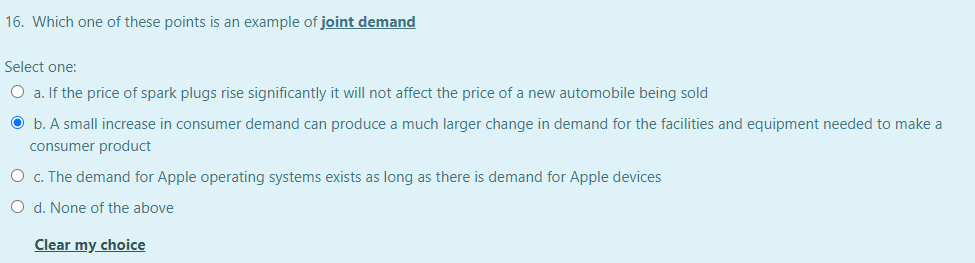 16. Which one of these points is an example of
