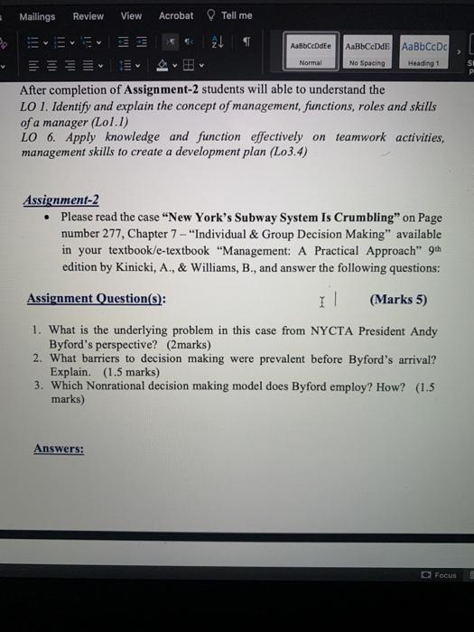 Mailings Review View Acrobat Tell me PE 2 T