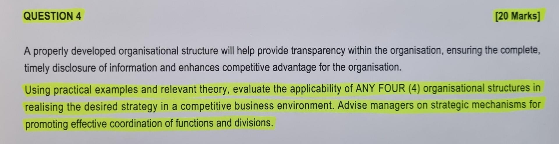 Q4 Please assist QUESTION 4 [20 Marks] A properly