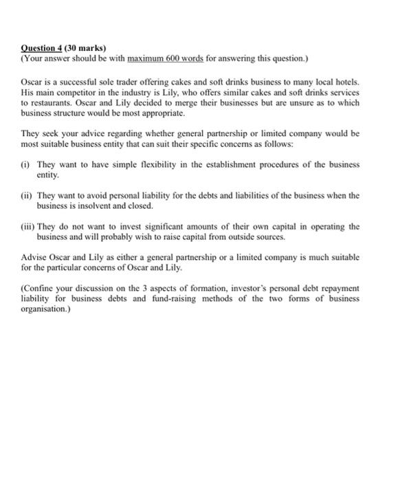 Question 4 (30 marks) (Your answer should be with