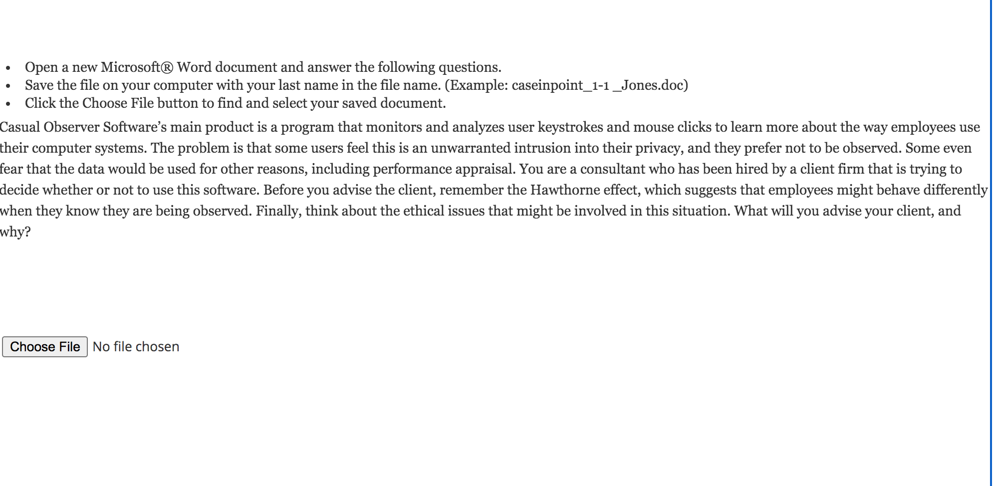 Open a new Microsoft Word document and answer the