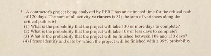 please explain steps for 1-4 15. A contractor's
