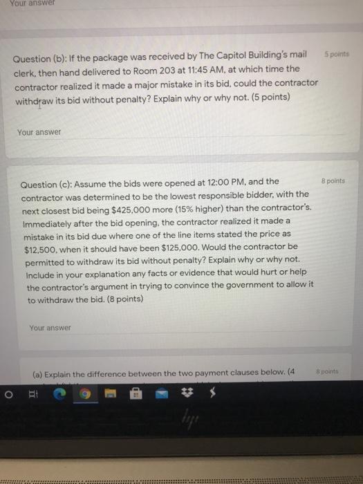 Your answer 5 points Question (b): If the package