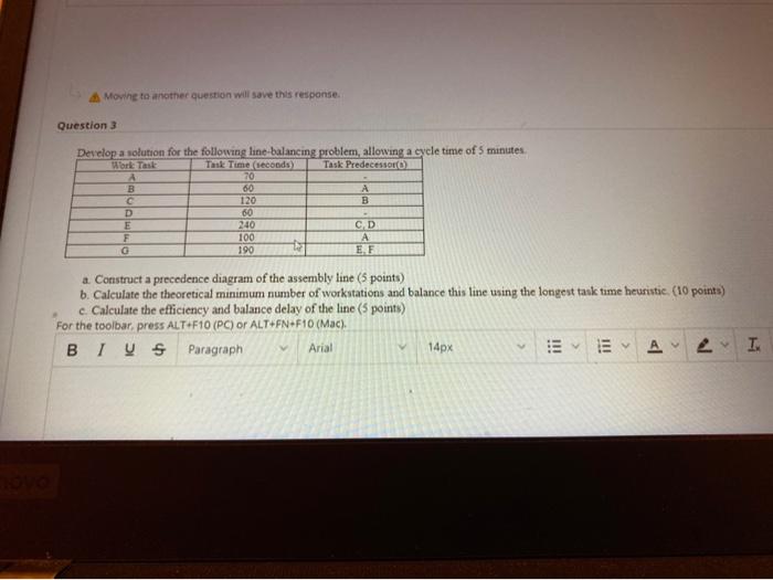 Moving to another question will save this