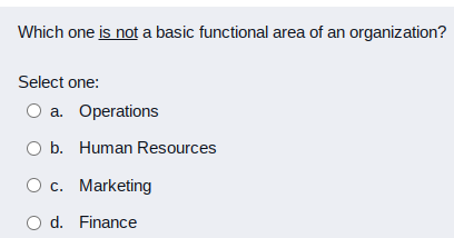 Which one is not a basic functional area of an