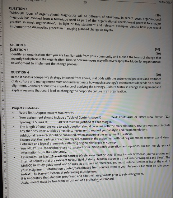 please assist with Question 3 59 MANCOSA QUESTION