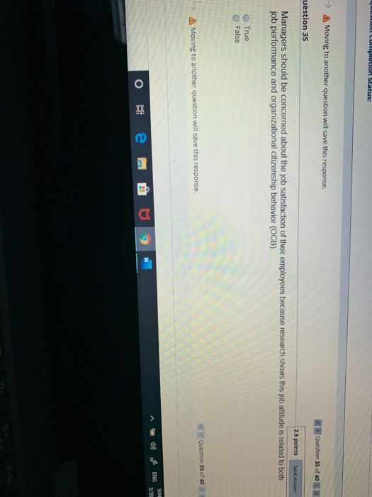 Completion Status -> Moving to another question