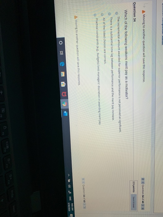 Completion Status -> Moving to another question