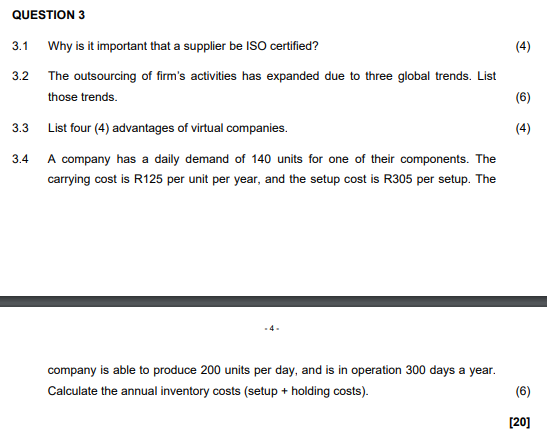 QUESTION 3 3.1 Why is it important that a