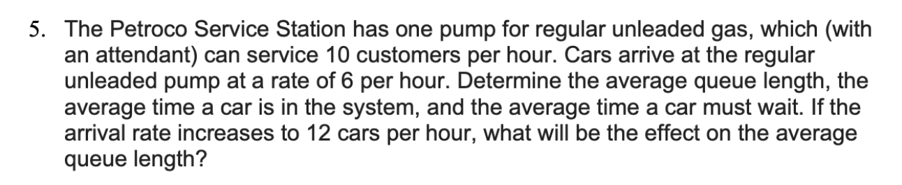 5. The Petroco Service Station has one pump for
