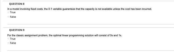 QUESTIONS In a model involving fixed costs, the
