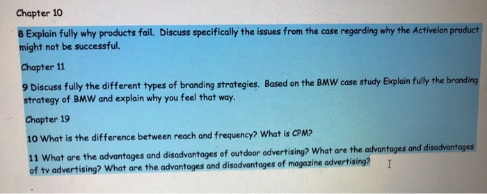 Chapter 10 8 Explain fully why products fail.