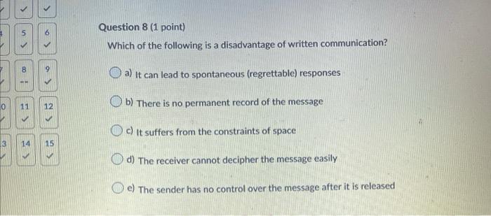 > > Question 8 (1 point) 5 Co V Which of the